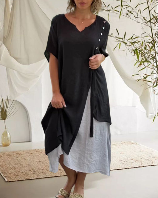 Vilma | Asymmetrisches Kurzarmkleid