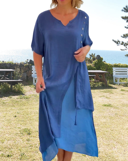 Vilma | Asymmetrisches Kurzarmkleid
