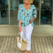Valeria | Bluse aus Baumwolle und Leinen mit Blumenmuster