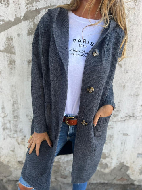 Anna | Lange gestreifte Strickjacke