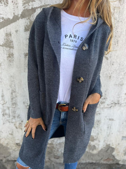 Anna | Lange gestreifte Strickjacke