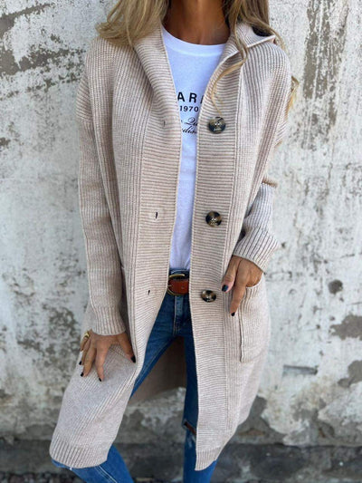Anna | Lange gestreifte Strickjacke