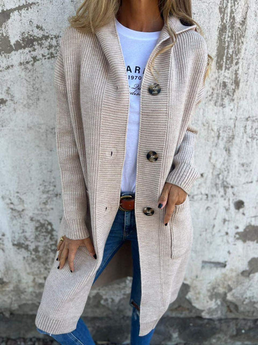 Anna | Lange gestreifte Strickjacke