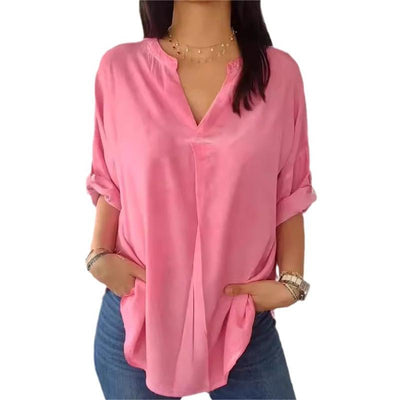 Lässige Bluse mit V-Ausschnitt