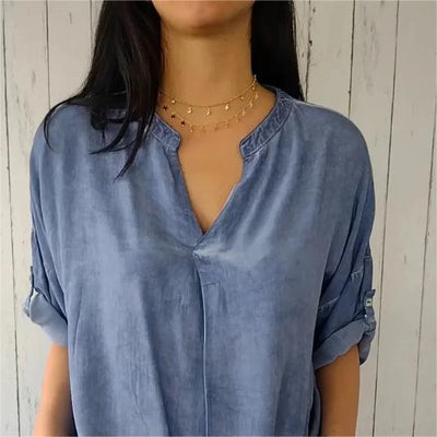 Lässige Bluse mit V-Ausschnitt