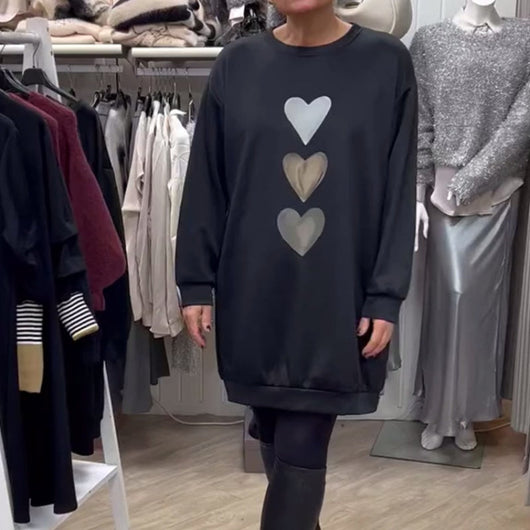 Leire | Langes Sweatshirt mit Herzmuster