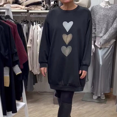 Leire | Langes Sweatshirt mit Herzmuster