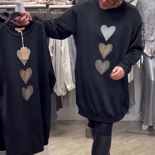 Leire | Langes Sweatshirt mit Herzmuster