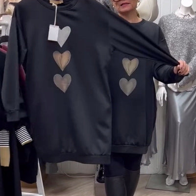 Leire | Langes Sweatshirt mit Herzmuster