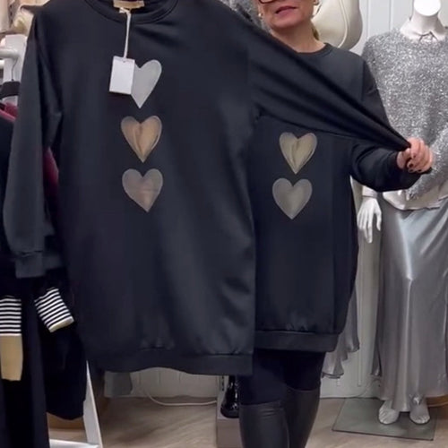 Leire | Langes Sweatshirt mit Herzmuster