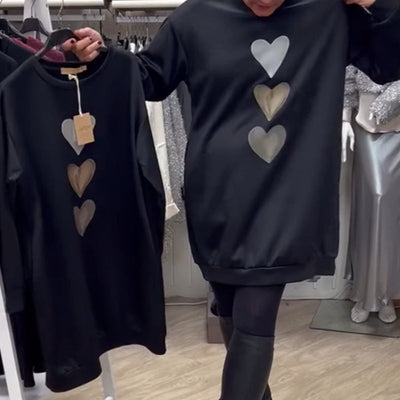 Leire | Langes Sweatshirt mit Herzmuster