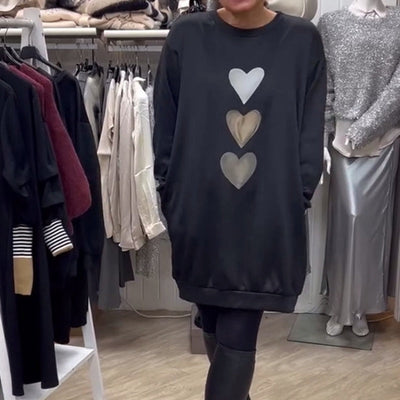 Leire | Langes Sweatshirt mit Herzmuster