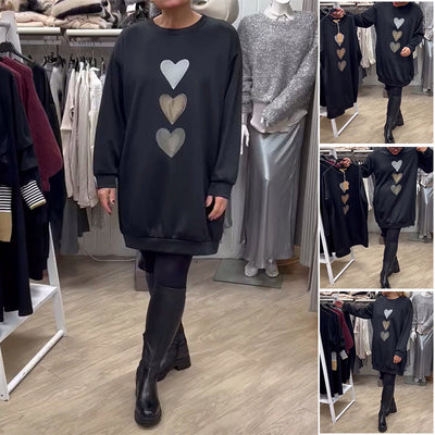 Leire | Langes Sweatshirt mit Herzmuster