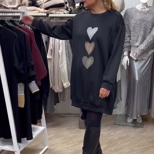 Leire | Langes Sweatshirt mit Herzmuster